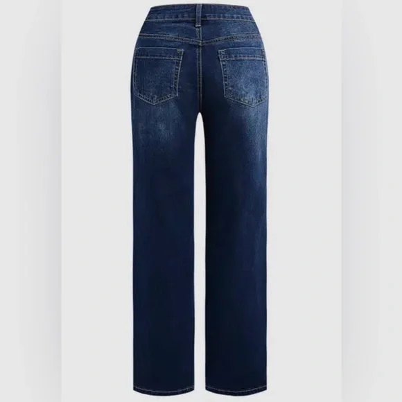 Flamingals Wash Seam Front Mid Rise Straight Leg Jeans Size Large NWT - Picture 6 of 13